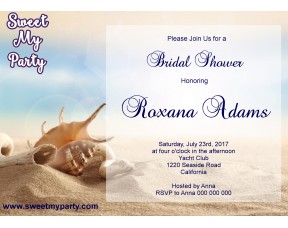 Seaside Bridal Shower invitation, Sea Shell Bridal Shower Invitation,Beach Wedding Shower Invitation,(11)